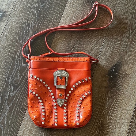 Silverlake Handbags - Ostrich Leather & Rhinestone Crossbody Bag